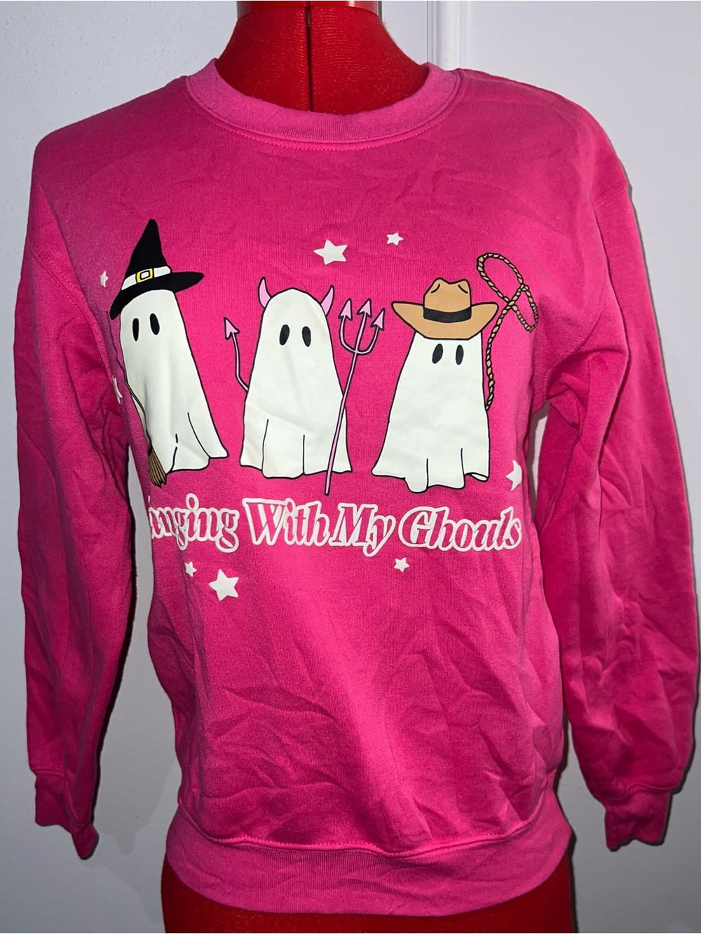 Wound Up Halloween Playing With My Ghouls' Graphic Crewneck Sweatshirt XS